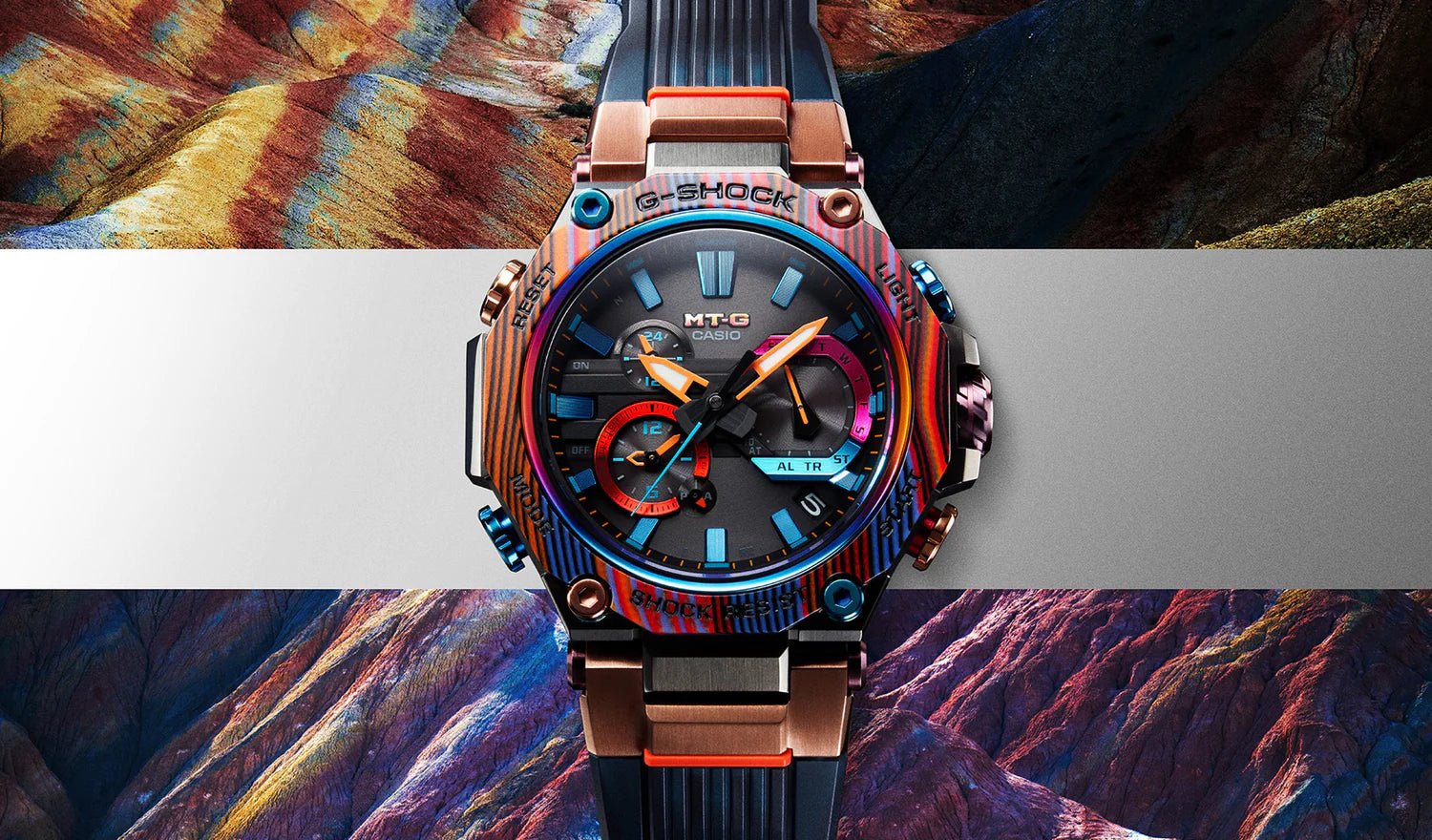 The colourful new MTGB2000XMG joins the ever-expanding G-Shock range. - CASIO Australia