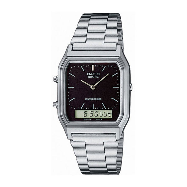 CASIO AQ230A 1DS Silver Stainless Steel Dual Time Watch