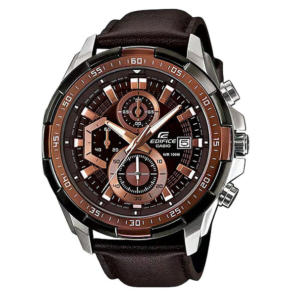 Edifice EFR539L 5A Brown Leather Band Analogue Watch