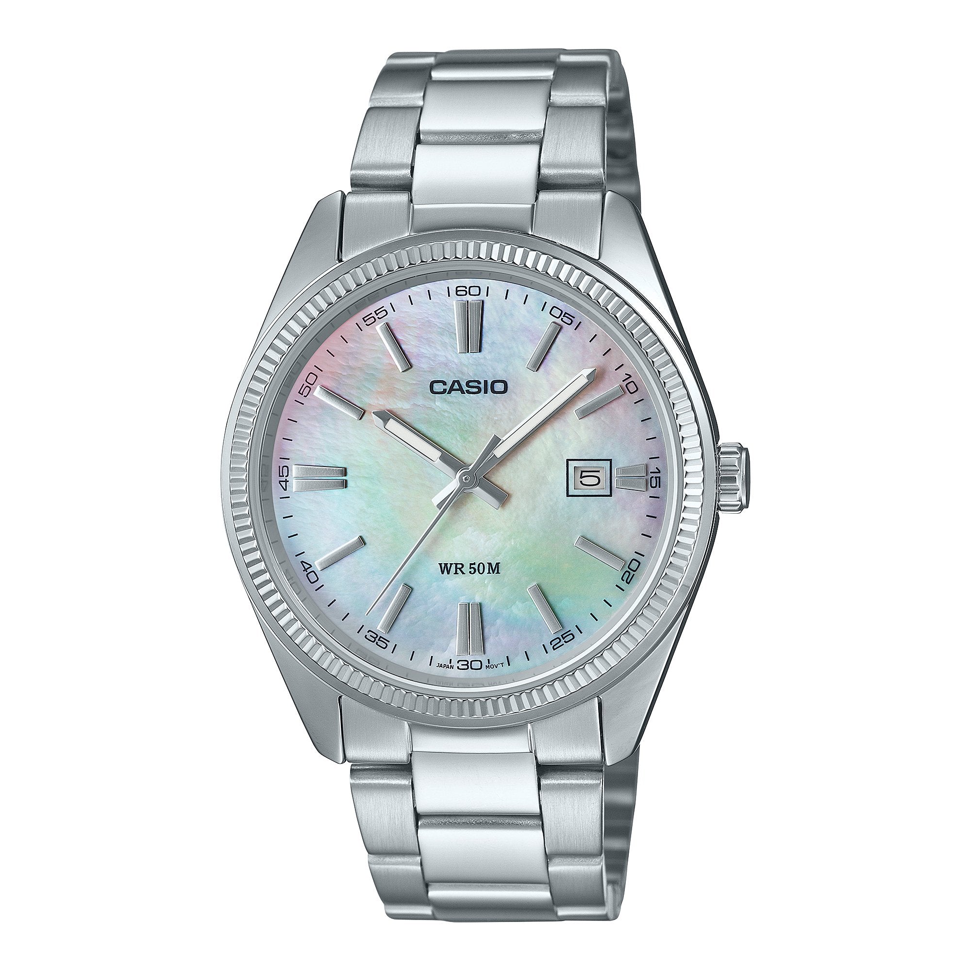 CASIO MTP1302DS-7A Mother-of-Pearl Silver Analogue Watch