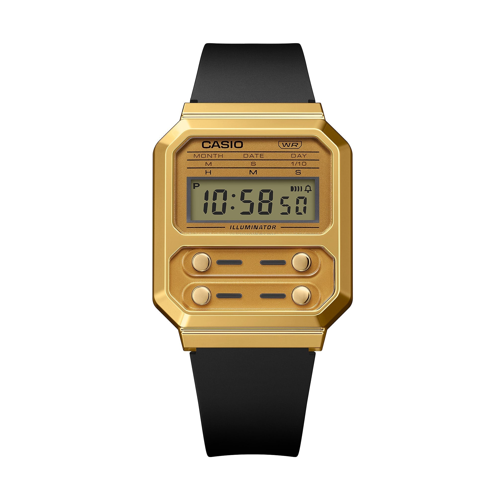 CASIO A100WEFG 9A Battery Life Waterproof Gold Digital Watch