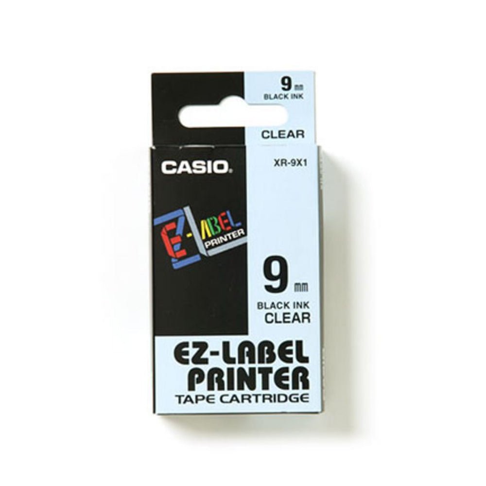 CASIO CALCULATORS-CASIO 9mm Label Tape - Black on Clear-CASIO Australia