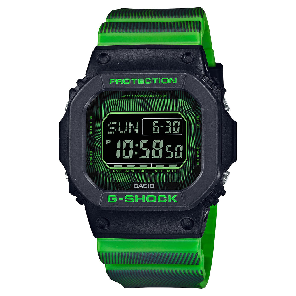 G SHOCK DWD5600TD 3D Neon Green Time Distortion Watch